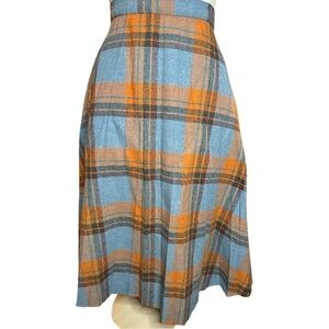 Plus size Vintage Wool Plaid Skirt